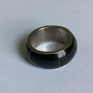 925 Sterling Silver Black Onyx Ring Size 9